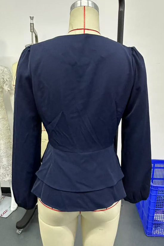 Elegant Peplum Blouse with V-Neckline