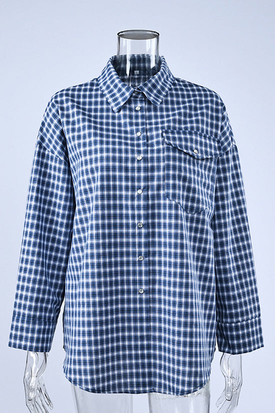 Oversized Plaid Button-Up Shirt