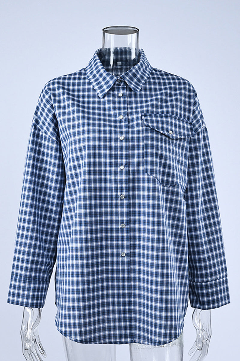 Oversized Plaid Button-Up Shirt