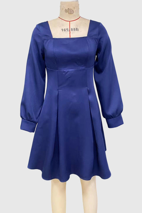 Square Neck Long Sleeve Casual Dress