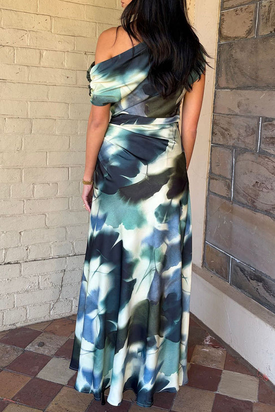One-Shoulder Ruched Long Casual Dress