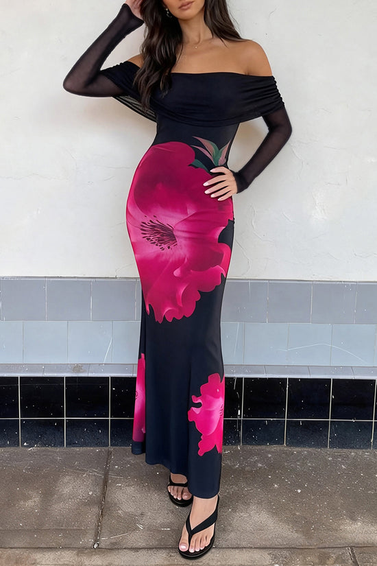 Off-Shoulder Floral Maxi Dress