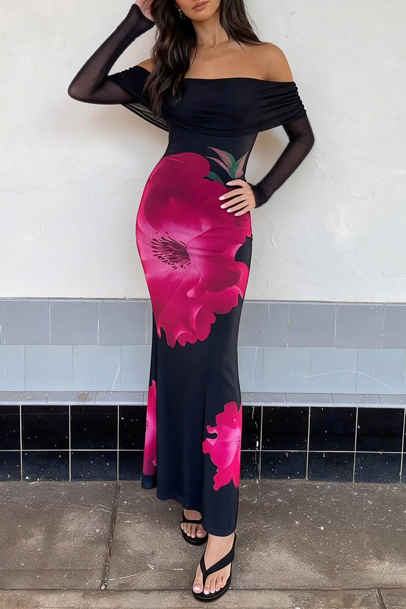 Off-Shoulder Floral Maxi Dress