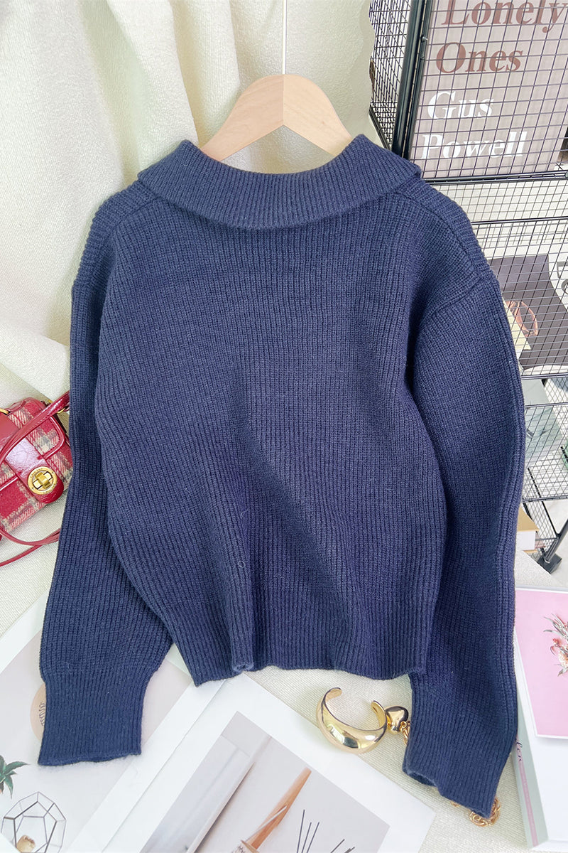 Lace-Up Collared Sweater