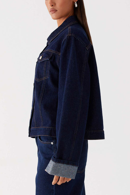 Classic Denim Jacket with Button-Down Front