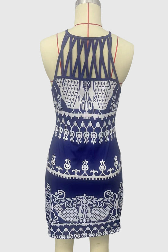 Geometric Strappy Casual Dress