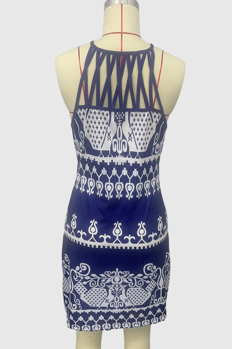 Geometric Strappy Casual Dress
