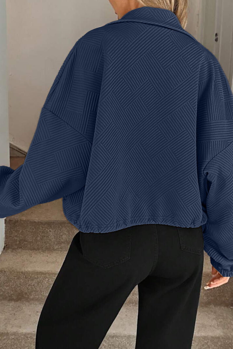 Textured Zip-Up Casual Jacket