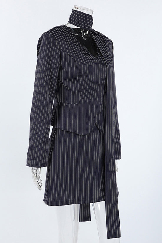 Chic Pinstripe Skirt Set