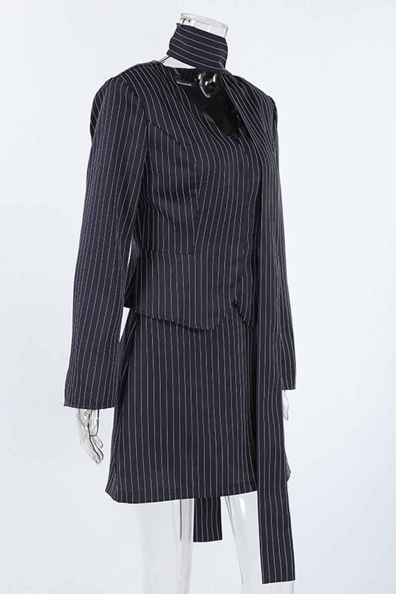 Chic Pinstripe Skirt Set
