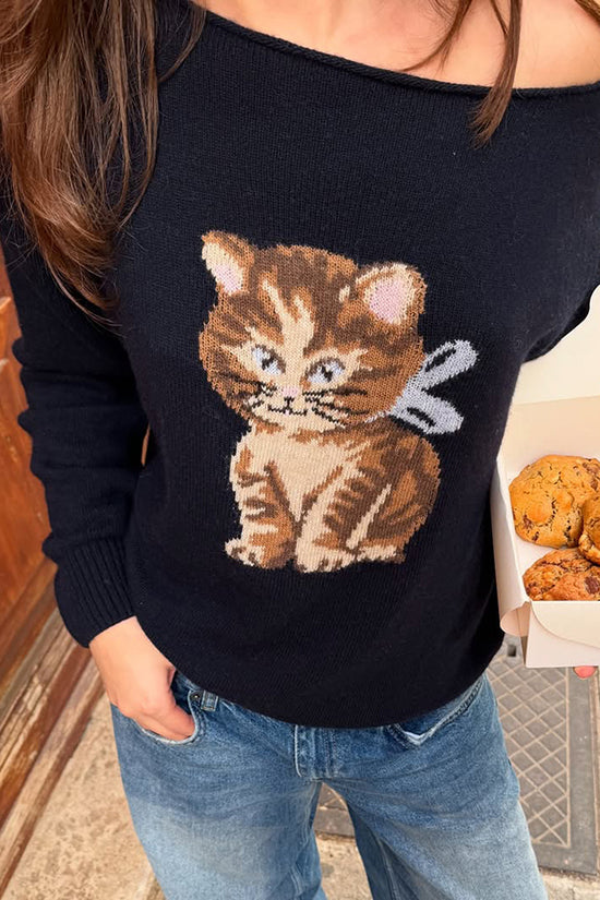 Off-Shoulder Casual Sweater with Print