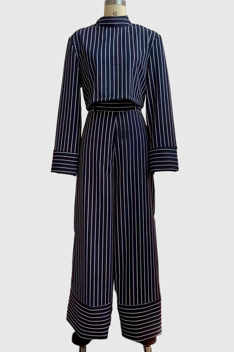 Striped Flare Pants and Crop Top Set