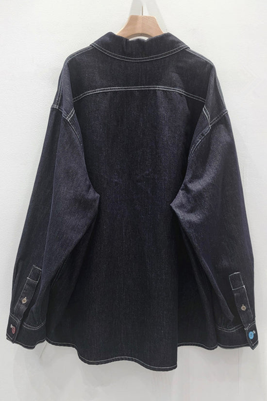 Chic Embellished Button Denim Shirt