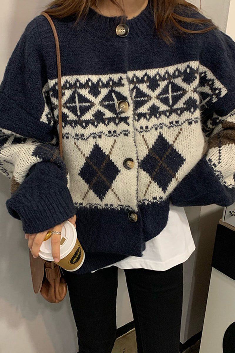 Geometric Pattern Oversized Cardigan