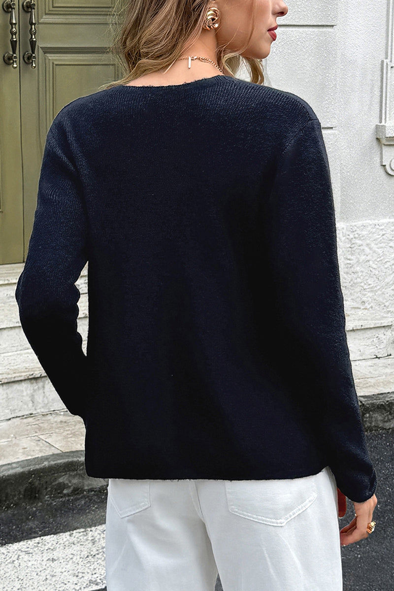 Double-Breasted V-Neck Cardigan