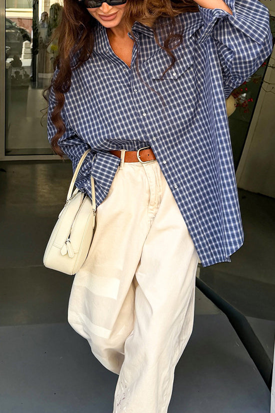 Oversized Plaid Button-Up Shirt