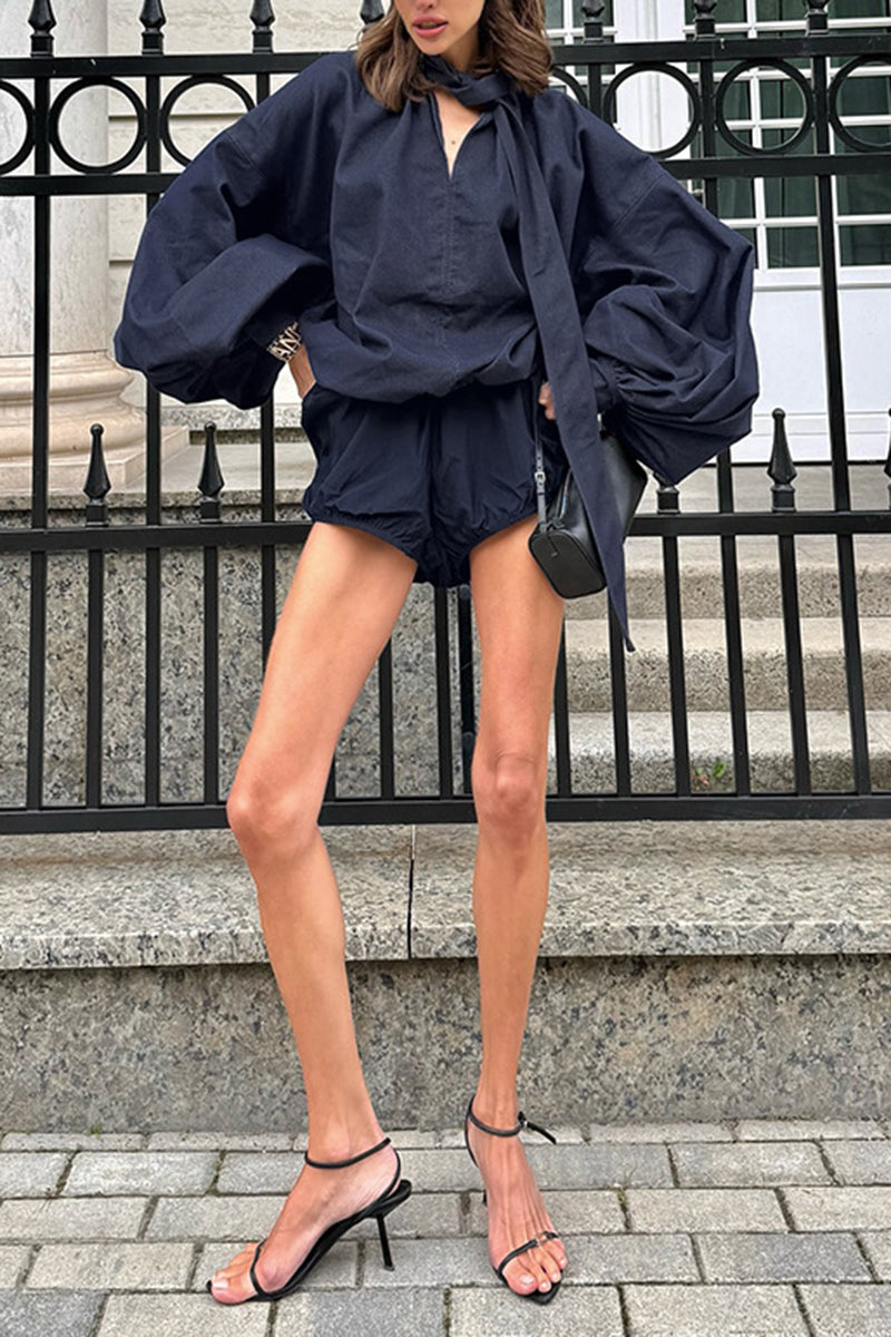 Chic Puff Sleeve Pants Set