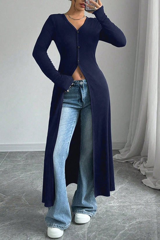 Longline Button-Up Cardigan