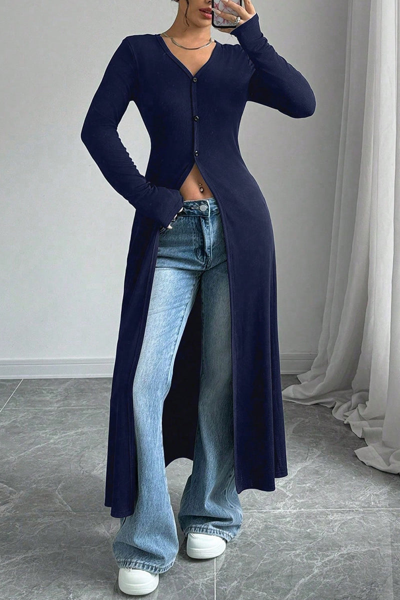 Longline Button-Up Cardigan