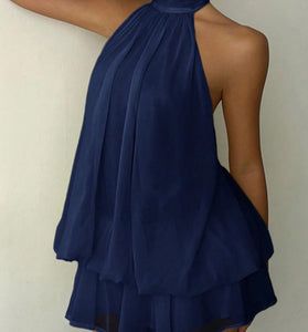 Halter Neck Flowy Mini Dress