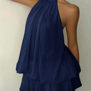 Halter Neck Flowy Mini Dress