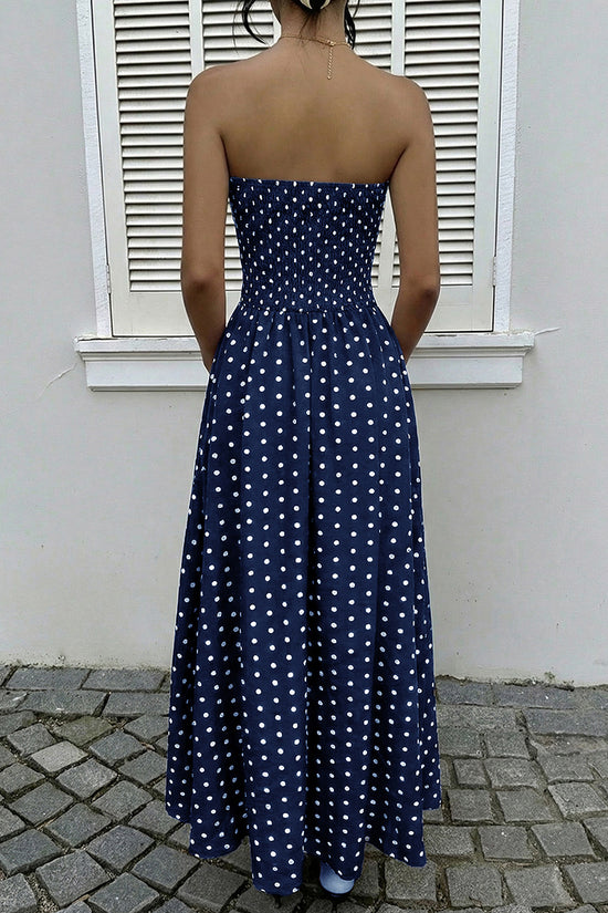 Polka Dot Strapless Maxi Dress