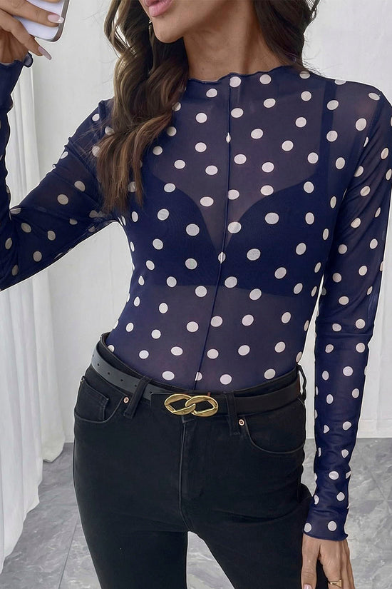 Polka Dot Sheer Long Sleeve Top