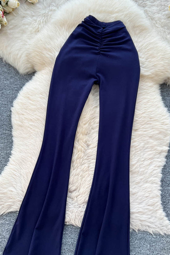 Elegant Pleated Casual Flare Pants