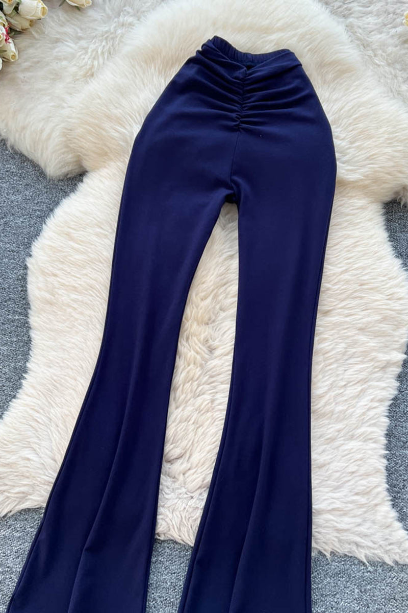 Elegant Pleated Casual Flare Pants