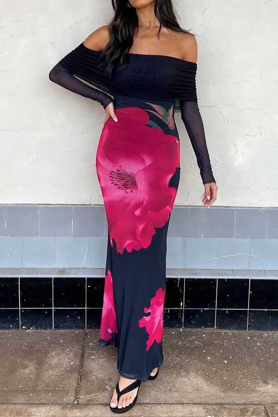 Off-Shoulder Floral Maxi Dress