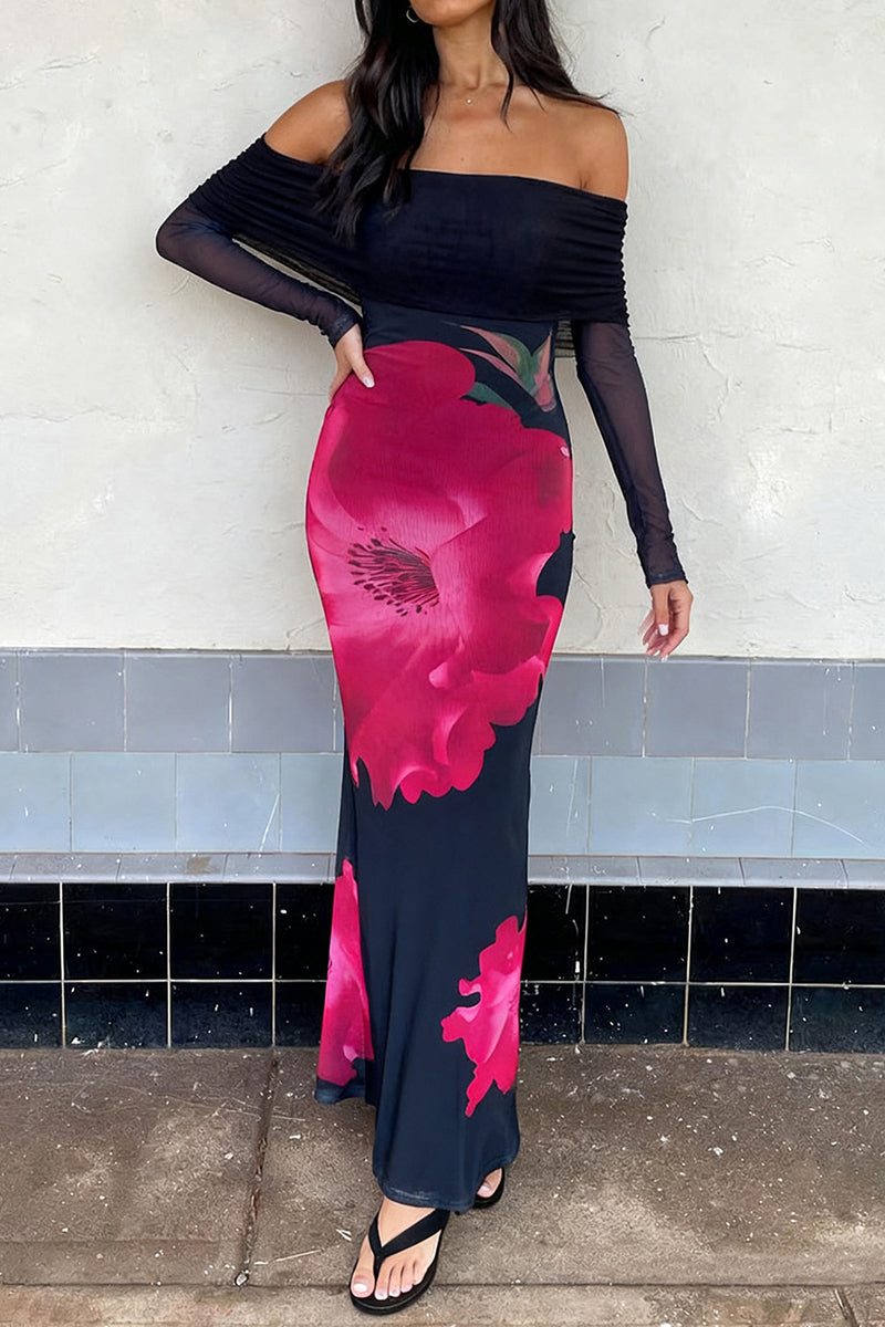 Off-Shoulder Floral Maxi Dress