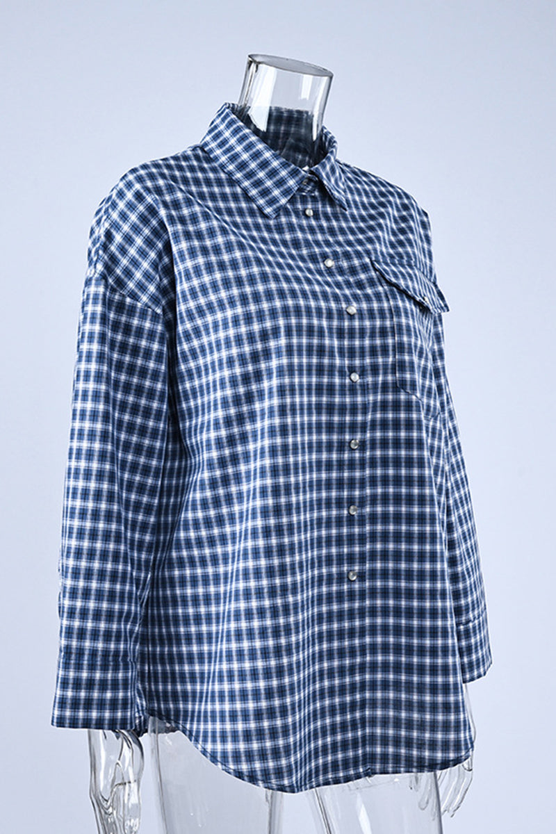 Oversized Plaid Button-Up Shirt