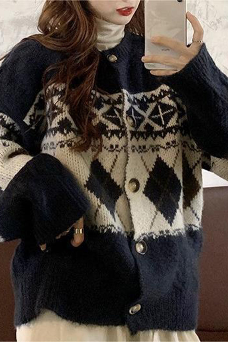 Geometric Pattern Oversized Cardigan