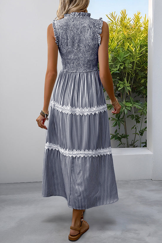 Sleeveless Striped Casual Midi Dress