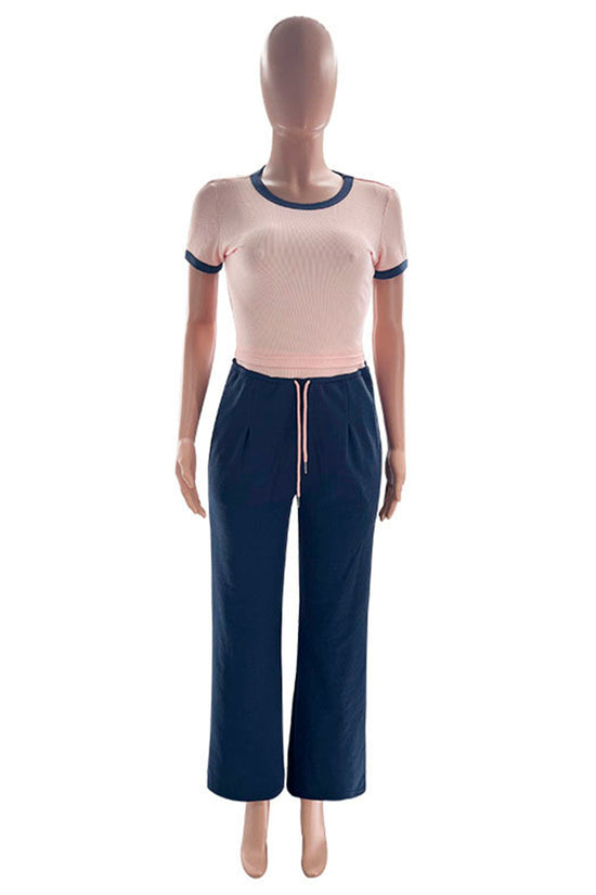 Chic Crop Top and Wide Leg Pants Set