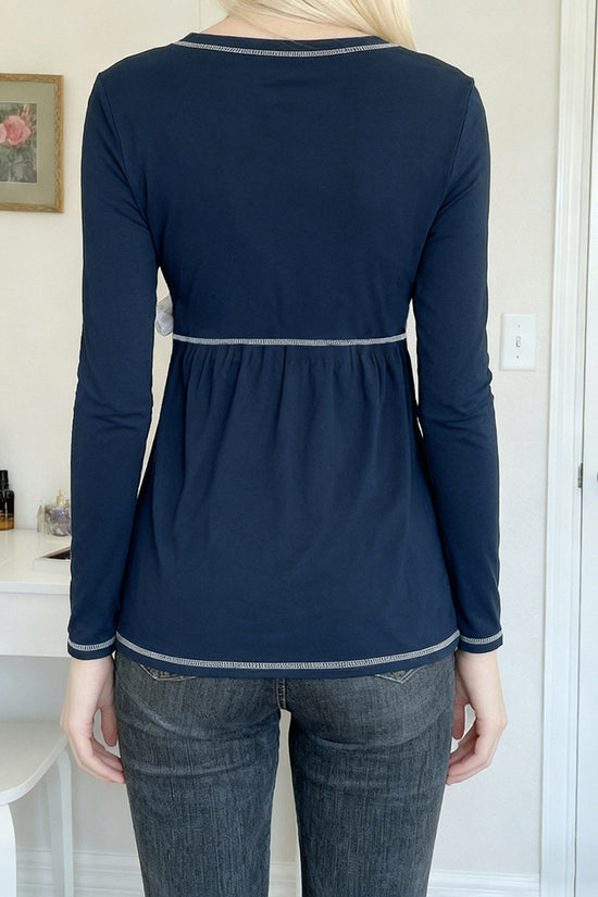Wrap Tie Waist Long Sleeve Polo Shirt