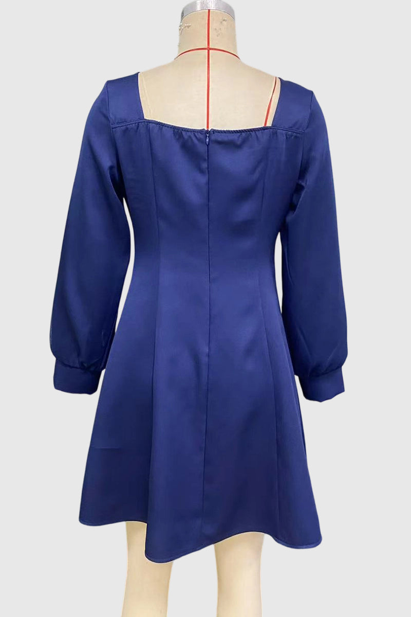 Square Neck Long Sleeve Casual Dress