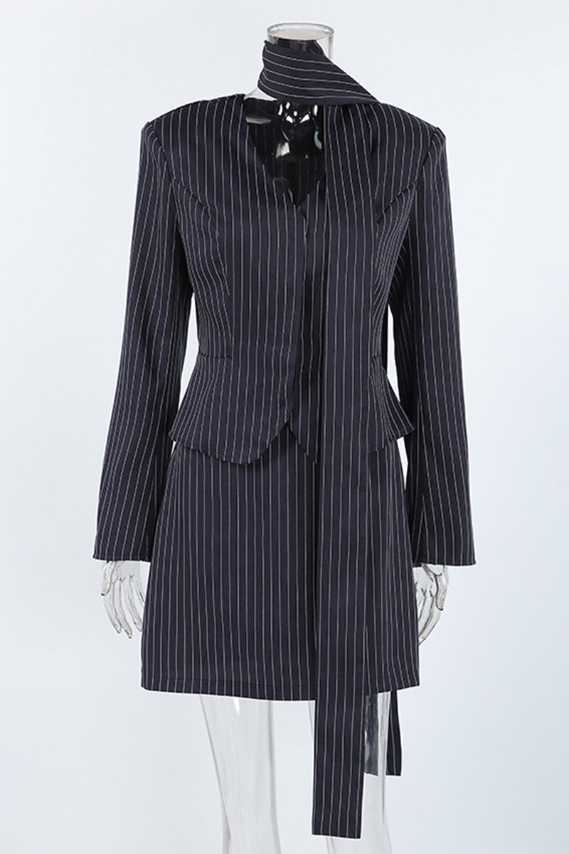 Chic Pinstripe Skirt Set