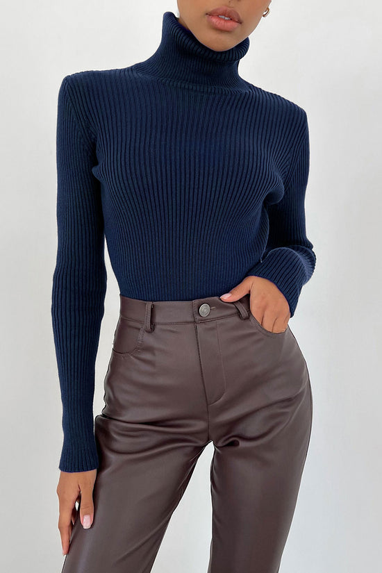 Ribbed High Neck Sweater