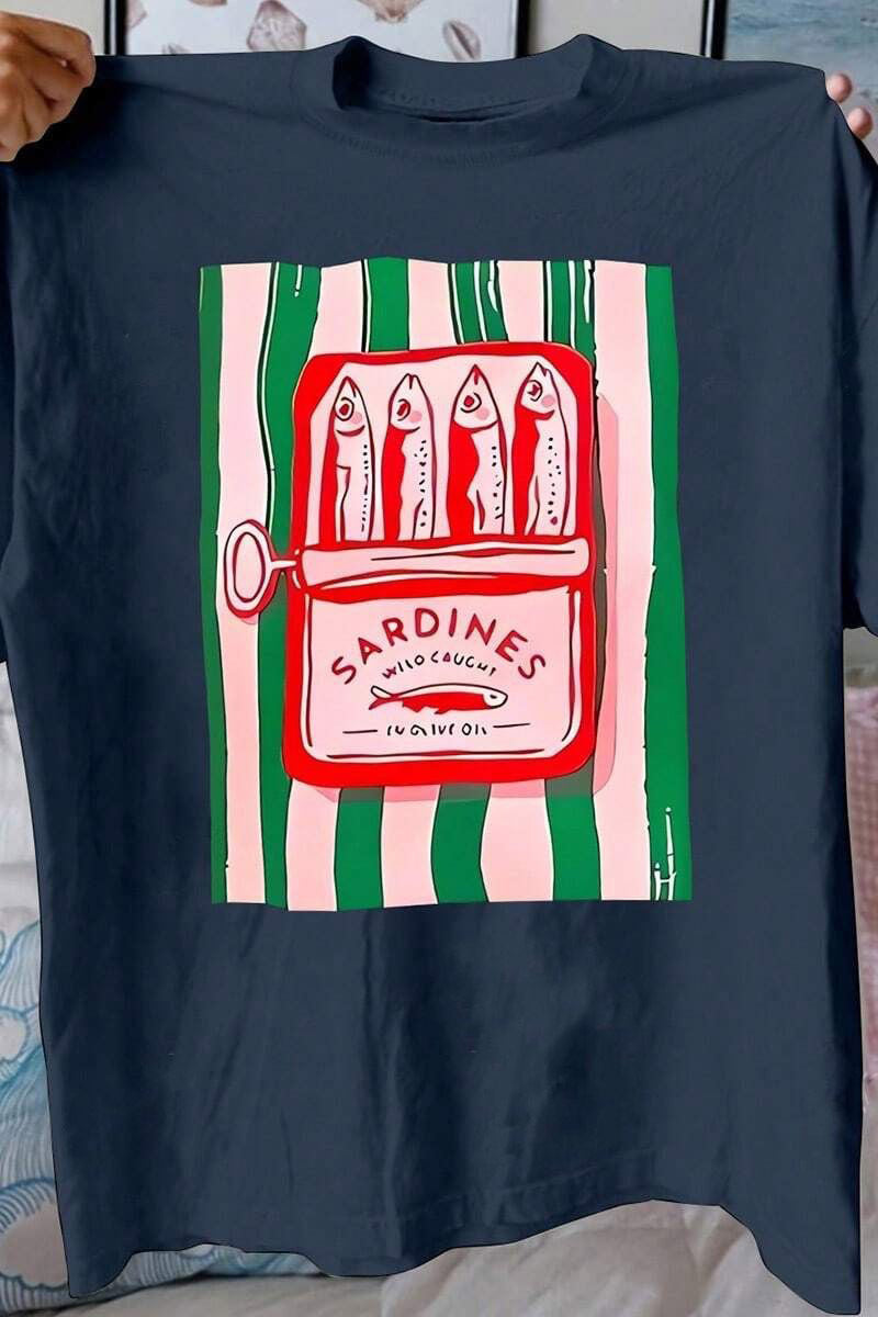 Graphic Sardine Print T-Shirt