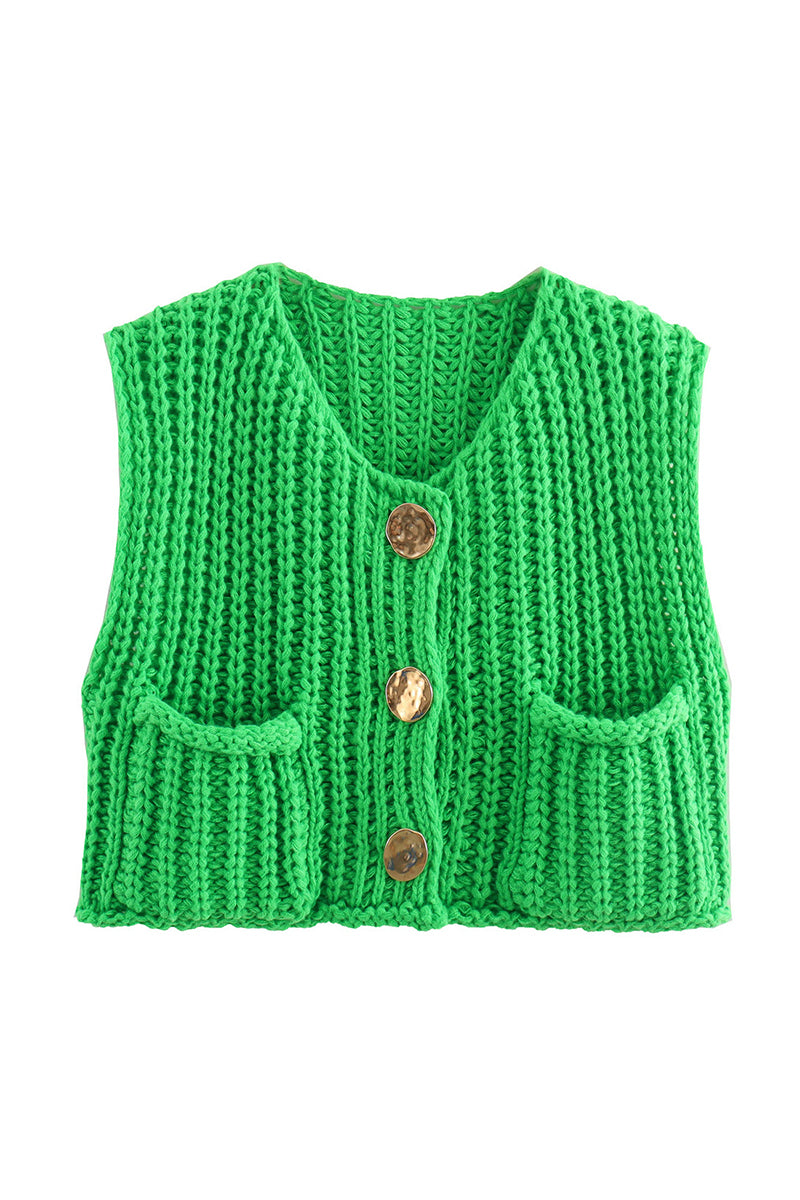 Button-Up Knitted Sweater Vest