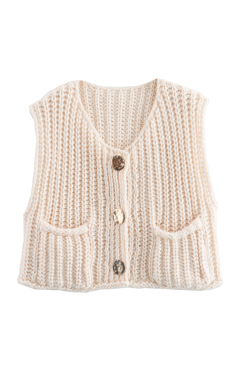 Button-Up Knitted Sweater Vest