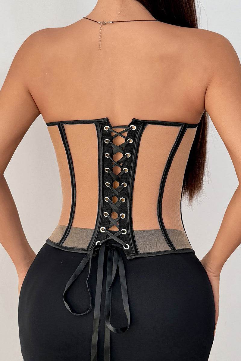 Strapless Mesh Corset Top