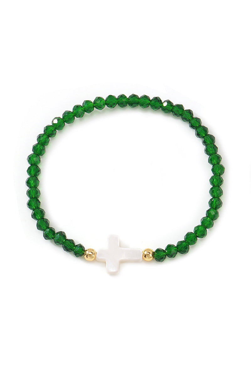 Elegant Beaded Cross Bracelet