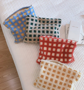 Textured Checkered Clutch Bag
