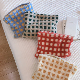 Textured Checkered Clutch Bag
