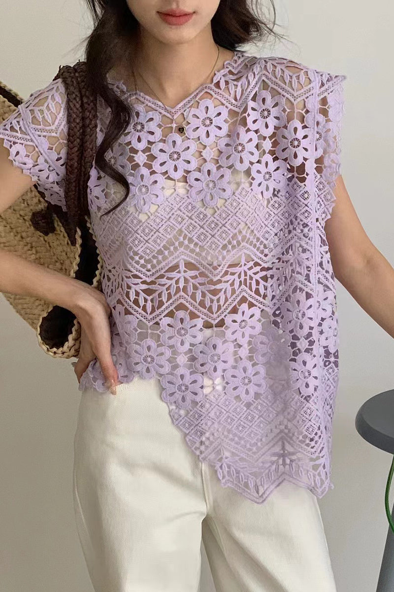 Floral Lace Sleeveless Tank Top