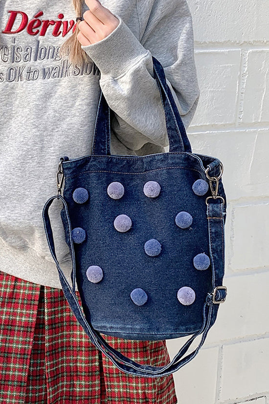Pom-Pom Accent Tote Bag