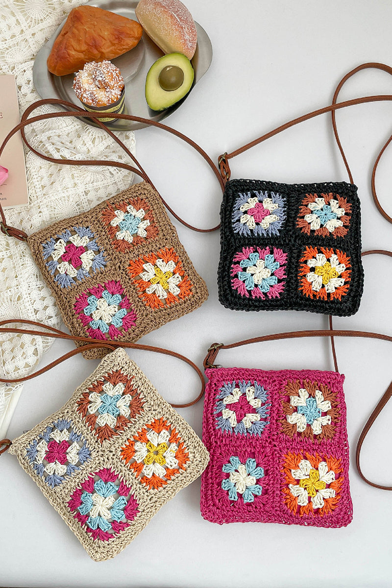 Crochet Square Pattern Shoulder Bag