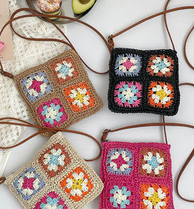Crochet Square Pattern Shoulder Bag